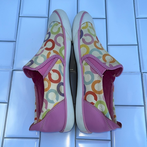 COACH Beale Multicolor Signature Slip On Sneakers PINK Flats! - Picture 5 of 16